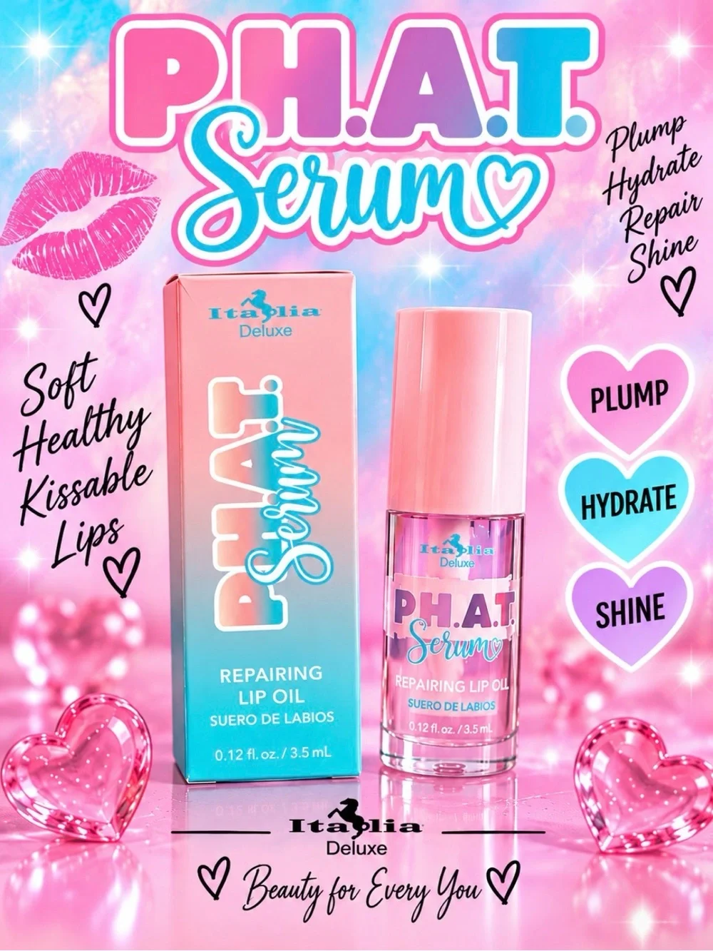 P.H.A.T. Serum Repairing Lip Oil – Pink Hydrating Gloss